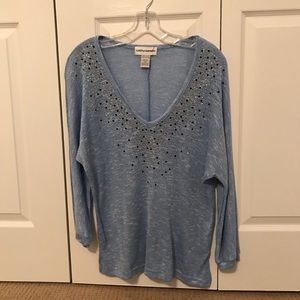 Blue Cathy Daniels sweater with sparkles